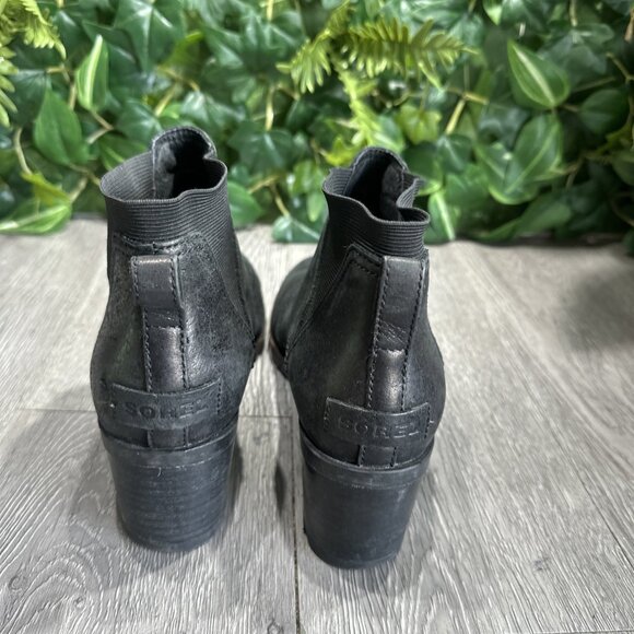 Sorel Cate Chelsea NL3712-010 Women's Black Leather Pull-on Ankle Bootie 7 - Picture 5 of 9